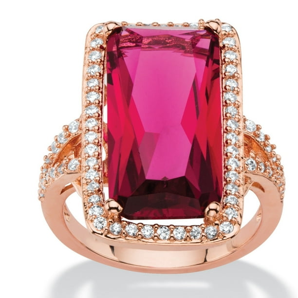 PalmBeach Jewelry 27.56 TCW Rose Cubic Zirconia Rose Gold-Plated Cocktail Ring PalmBeach Jewelry 27.56 TCW Rose Cubic Zirconia Rose Gold-Plated Cocktail Ring